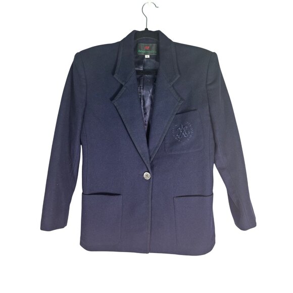 Abercrombie And Fitch Womens Vintage Wool Navy Blazer With Engraved Button And P - Picture 4 of 15